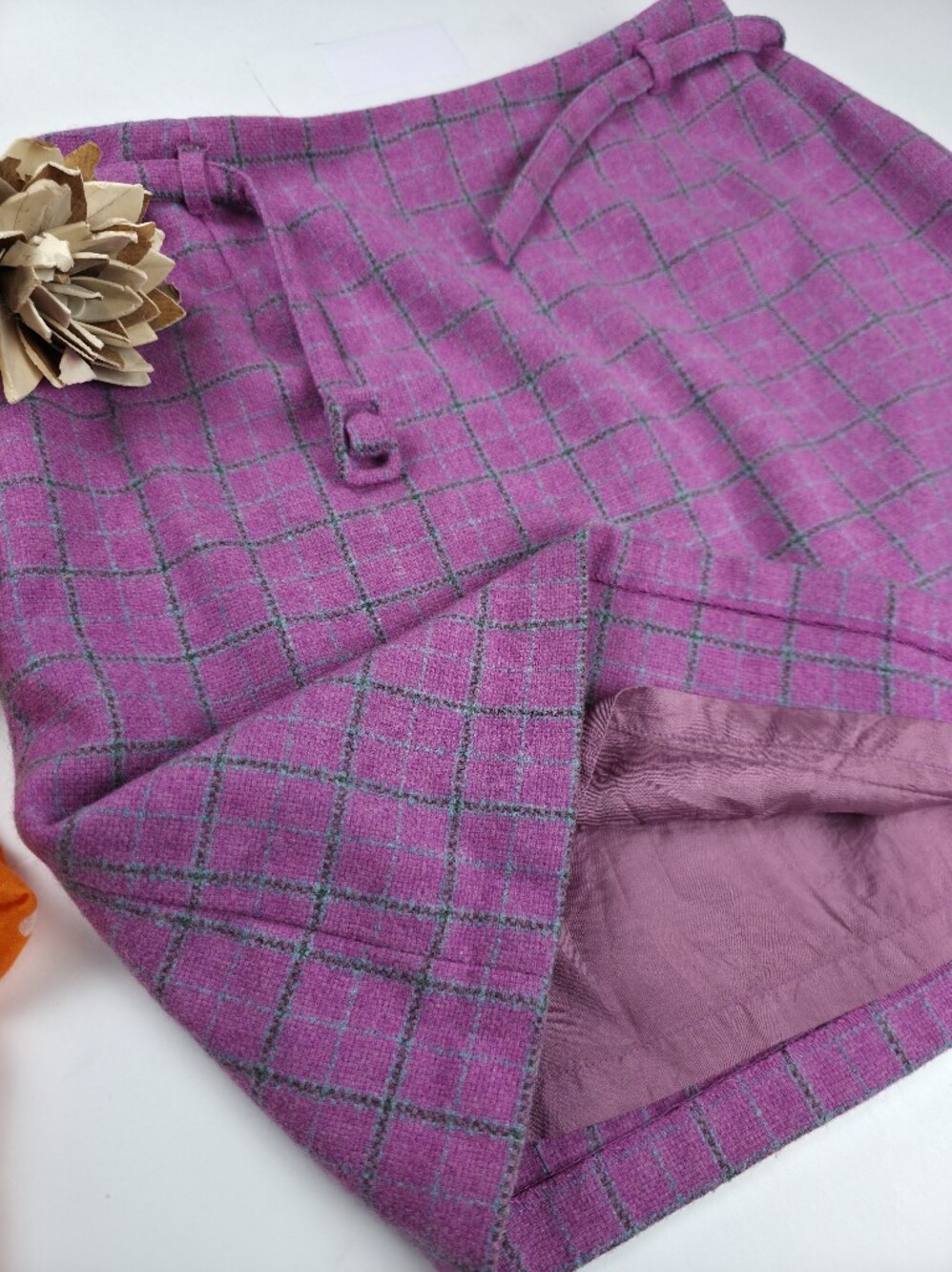 J. Crew Pink Plaid Wool-Blend Skirt Sz 12